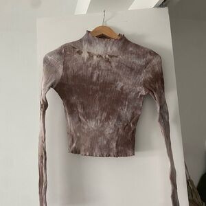 Long sleeve tee tie dye top turtleneck